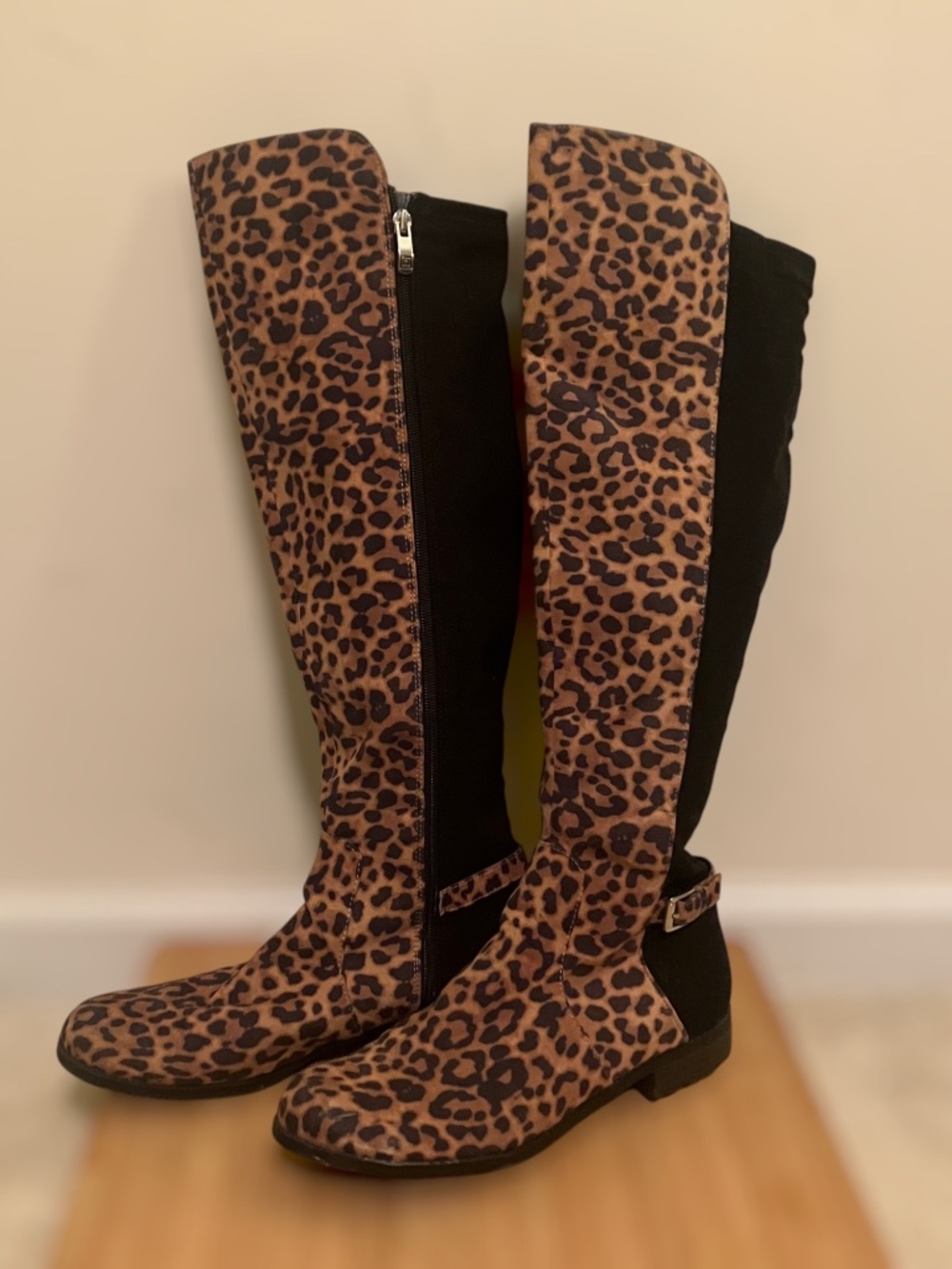 Y2K Vintage Liz Claiborne Leopard Print Knee High Boots - Picture 4 of 14